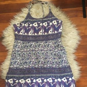VINTAGE purple Butterfly Hippie Dress